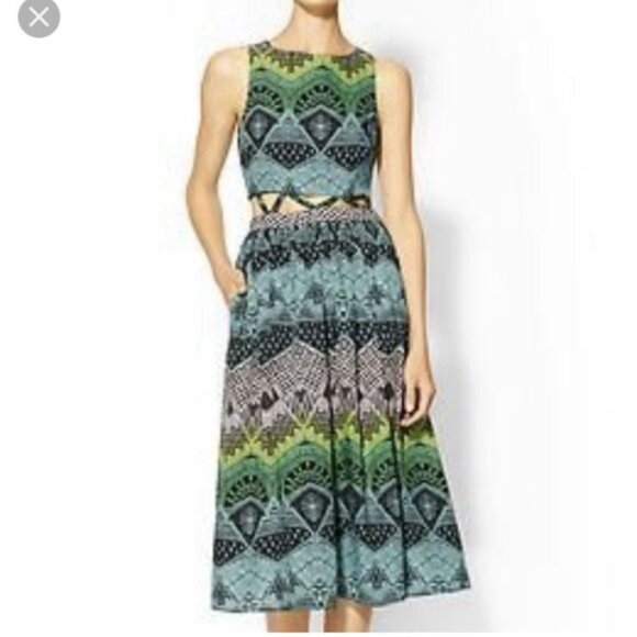 Mara Hoffman Lattice Cutout Midi Sundress (Size 2) High Neck Sleeveless Flowy - Picture 1 of 10